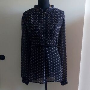 2X Wearable Art Blouse Top Corporatecore Semi Sheer Smocked 2X